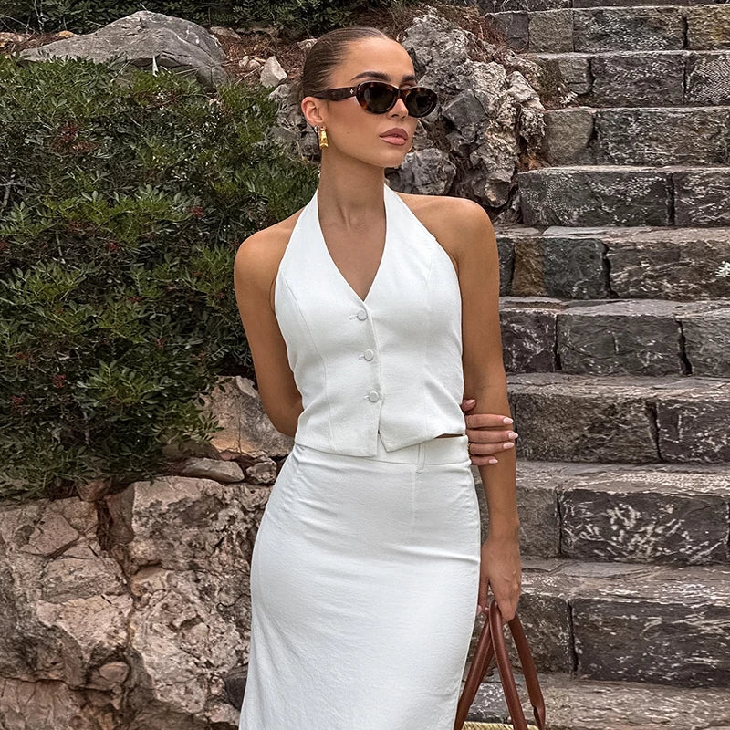 Félicie - White Sleeveless Set