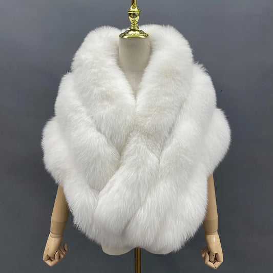 Evelyne - White Faux Fur Cape